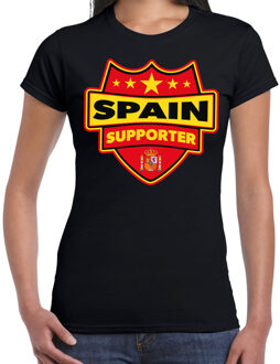Spain supporter schild t-shirt zwart voor dames - Spanje landen t-shirt / kleding - EK / WK / Olympische spelen outfit XS