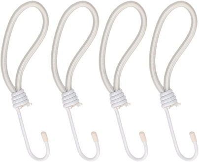 Spanelastiek / tentspanner met haak - 12x stuks - wit - spanners voor spandoek / afdekzeil