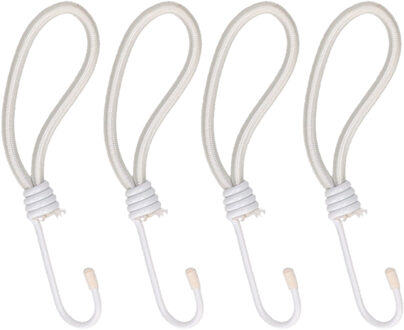 Spanelastiek / tentspanner met haak - 4x stuks - wit - spanners voor spandoek / afdekzeil