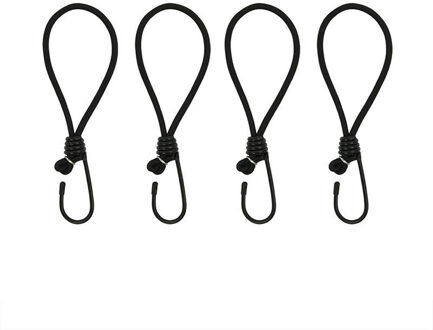 Spanelastiek / tentspanner met haak 8 stuks zwart - Spanners voor spandoek / afdekzeil / netten