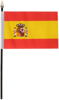 Spanje - mini vlaggetje van 10 x 15 cm op stokje - Landen vlag - H27 cm