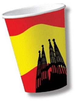 Spanje/Spaanse vlag thema feestbekers - 20x stuks - Spaanse vlag versiering - bekertjes