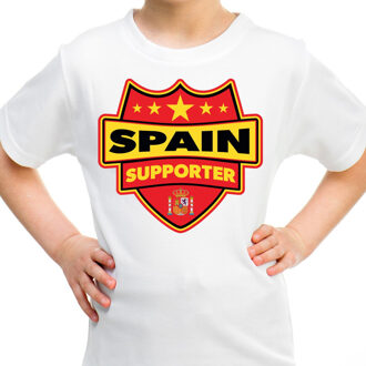 Spanje / Spain schild supporter  t-shirt wit voor kinderen M (134-140)