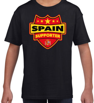 Spanje / Spain schild supporter  t-shirt zwart voor kinderen S (122-128)