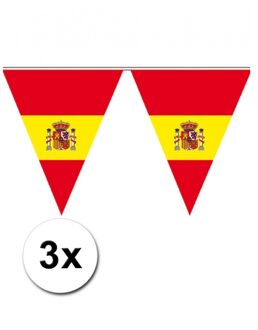 Spanje supporter vlaggenlijn - 3x - kunststof - 500 cm - Spaanse kleuren - feestartikelen/versiering