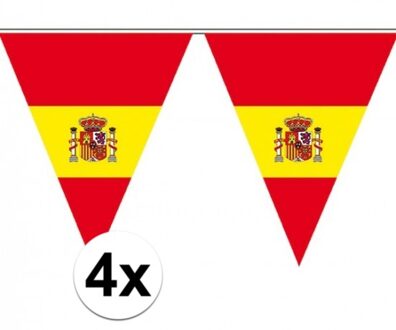 Spanje supporter vlaggenlijn - 4x - kunststof - 500 cm - Spaanse kleuren - feestartikelen/versiering
