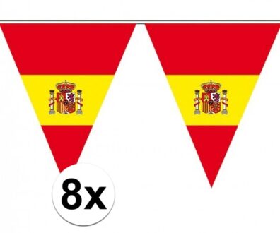 Spanje supporter vlaggenlijn - 8x - kunststof - 500 cm - Spaanse kleuren - feestartikelen/versiering