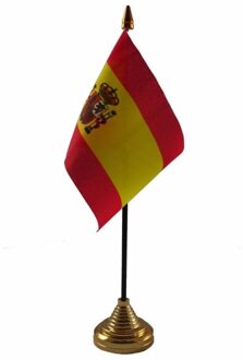 Spanje tafelvlaggetje - 10 x 15 cm - met standaard - Hoogte 27 cm - landen versiering Multi