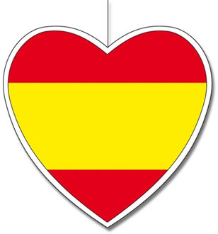 Spanje thema hangdecoratie hartje - 14 cm - landen vlaggen decoratie - Spaans Multi
