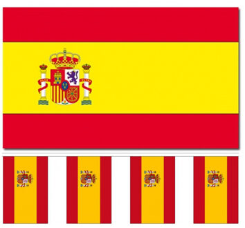 Spanje versiering/feestartikelen set - vlag 90 x 150 cm - vlaggenlijn van 300 cm - landen