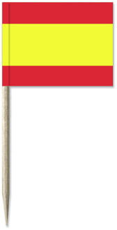 Spanje vlaggetjes mini prikkers - 50x stuks - 8 cm - Landen decoratie - papier - cocktailprikkers Multi