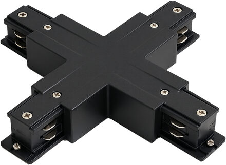 Spanningsrail Doorverbinder - Prixa - X Kruis Koppeling - 3 Fase - Zwart