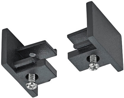 Spanningsrail Eindkap - 2 Stuks - Trion Dual - 2 Fase - Mat Zwart