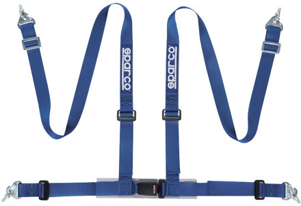 Sparco 4-Punts Sportgordel - Blauw - incl. Bekkenbeschermer & Haakbevestiging (E-Keur)