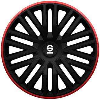 SPARCO wieldoppen Bergamo 15 inch ABS zwart/rood 4 stuks