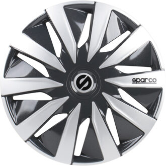 SPARCO wieldoppen Lazio 14 inch ABS grijs/zilver set van 4