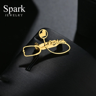Spark Custom Stethoscope Brooches Stainless Steel Personalized Name Heart Brooch Pins For Women Men Doctor Nurse Medical Gift