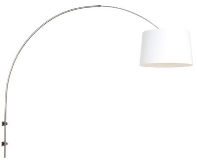 Sparkled Light wandlamp staal met gladde witte lampenkap Zilver