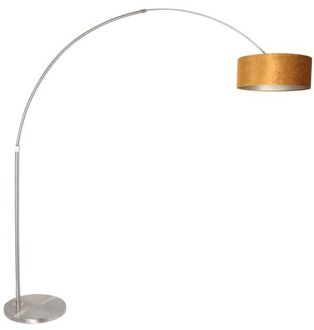 Sparkled vloerlamp boog staal met gouden lampenkap Zilver