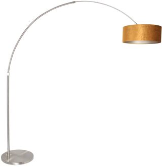 Sparkled vloerlamp boog staal met gouden lampenkap Zilver