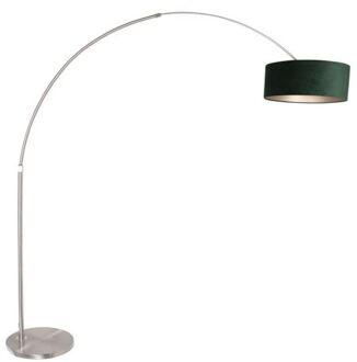 Sparkled vloerlamp staal met groene lampenkap 240cm hoog Zilver