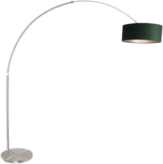 Sparkled vloerlamp staal met groene lampenkap 240cm hoog Zilver