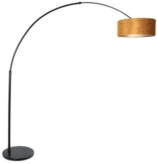 Sparkled vloerlamp zwart met gouden lampenkap boogarmatuur Blauw