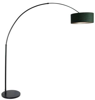 Sparkled vloerlamp zwart met groene lampenkap 230 cm hoog Zilver