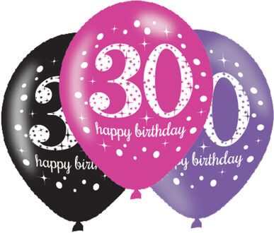 Sparkling Celebrations - Ballon 30 Pink (6 Stuks) Paars