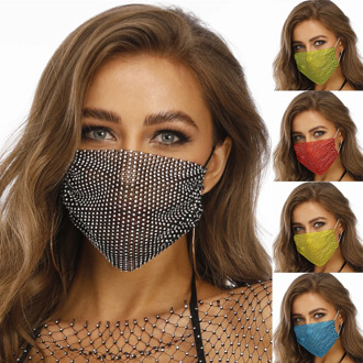 Sparkly Rhinestone Mask Elastic Reusable Washable Fashion Masks Face Bandana Face Decor Jewelry Party Gift