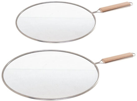 Spatdeksels - 2x - RVS - universeel 25 en 28 cm - afgietdeksel