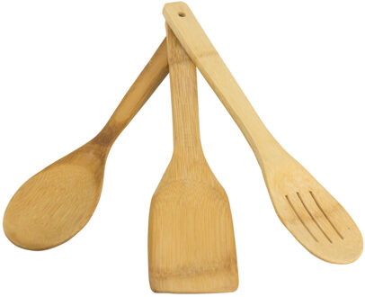 Spatelset - 3-delig - bamboe - 30 cm - spatels - lepels - keukenset - slabestek