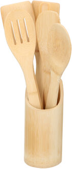 Spatelset - 5-delig - bamboe - in pot - keukenspatels - spatels