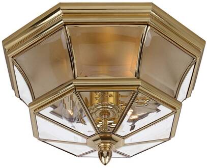 Spatwaterbeschermde plafondlamp Newbury antiek-messing, helder