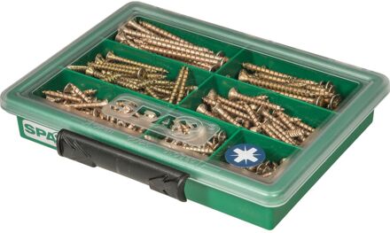 Spax Assortiment Universele Schroeven Yellox Verzonken Kop Pozi - 5x60/4x40/4x30/4,5x50/4x35/3,5x30/3,5x16mm - 245 Stuks