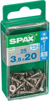 Spax Metaalschroef T-star Rvs A2 Verzonken Kop Torx T15 - 3,5x20mm - 25 Stuks
