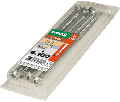 Spax Spaanplaatschroef Hi.force Wirox Verzonken Kop Torx T30 - 6x160mm - 6 Stuks Deeldraad