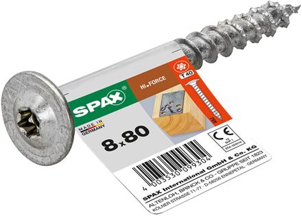 Spax Spaanplaatschroef Hi.force Wirox Verzonken Kop Torx T40 - 8x80mm - 1 Stuk
