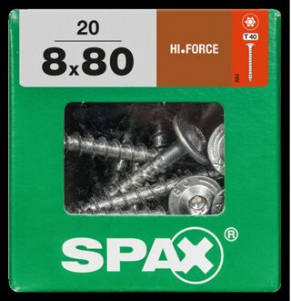 Spax Spaanplaatschroef Hi.force Wirox Verzonken Kop Torx T40 - 8x80mm - 20 Stuks