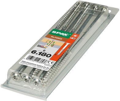Spax Spaanplaatschroef Hi.force Wirox Vlakke Kop Torx T30 - 6x180mm - 6 Stuks Deeldraad