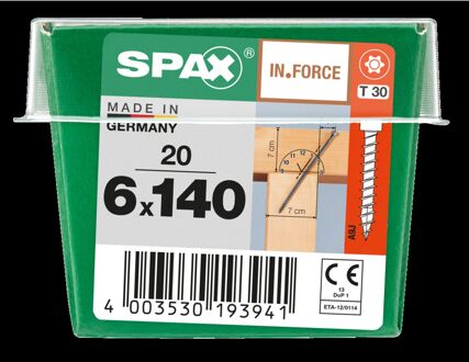 Spax Spaanplaatschroef In.force Wirox Cilinderkop Torx T30 - 6x140mm - 20 Stuks