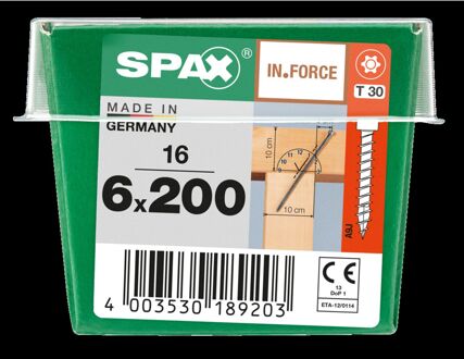 Spax Spaanplaatschroef In.force Wirox Cilinderkop Torx T30 - 6x200mm - 16 Stuks
