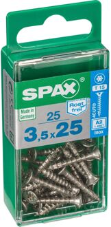 Spax Spaanplaatschroef T-star Rvs A2 Verzonken Kop Torx T15 - 3,5x25mm - 25 Stuks