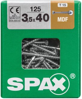 Spax Spaanplaatschroef T-star Wirox Verzonken Kop Torx T15 - 3,5x40mm - 125 Stuks
