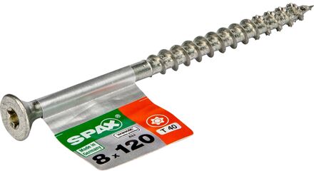 Spax Spaanplaatschroef T-star Wirox Verzonken Kop Torx T40 - 8x120mm - 1 Stuks