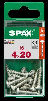 Spax Universeel Schroef Plat Liggende Bolkop 't-star' Wirox 4x20mm 16 Stuks