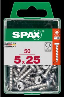Spax Universeel Schroef Plat Liggende Bolkop 't-star' Wirox 5x25mm 50 Stuks
