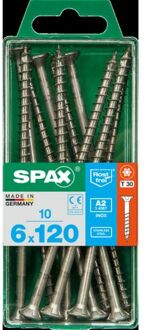 Spax Universeelschroef T-star + A2 Inox 6x120mm 10 St