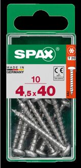 Spax Universele Schroef Ronde Kop Torx T20 - 4,5x40mm - 10 Stuks