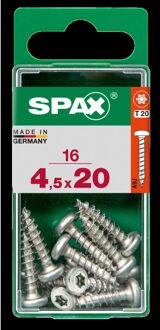 Spax Universele Schroef Staal Ronde Kop Torx T20 - 4,5x20mm - 16 Stuks